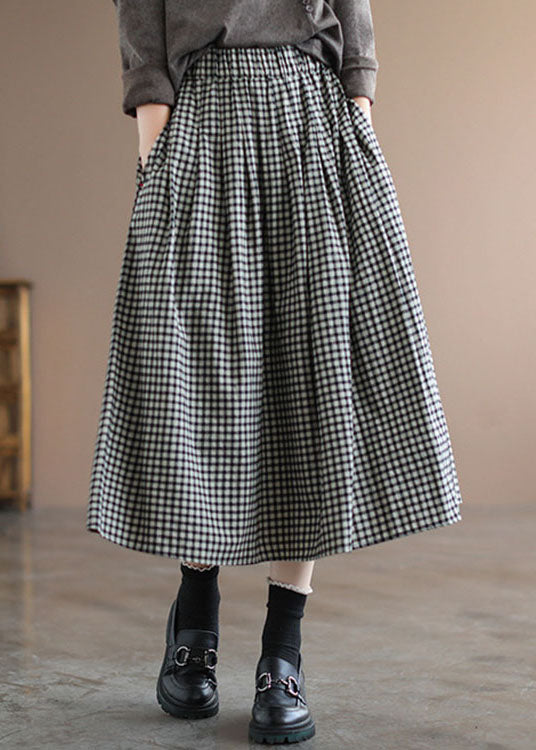 Handmade Red Plaid Circle A Line Casual Spring Skirts