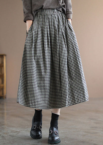 Handmade Red Plaid Circle A Line Casual Spring Skirts