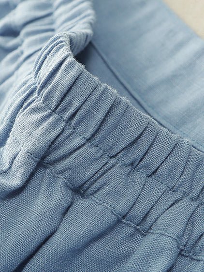 Loosen Hight Waist Solid Cropped Line Pants