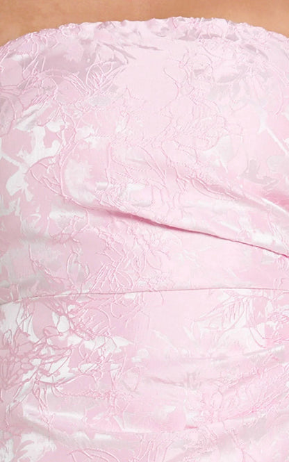 Laila Mini Dress - Jacquard Strapless Fit And Flare Dress In Pink