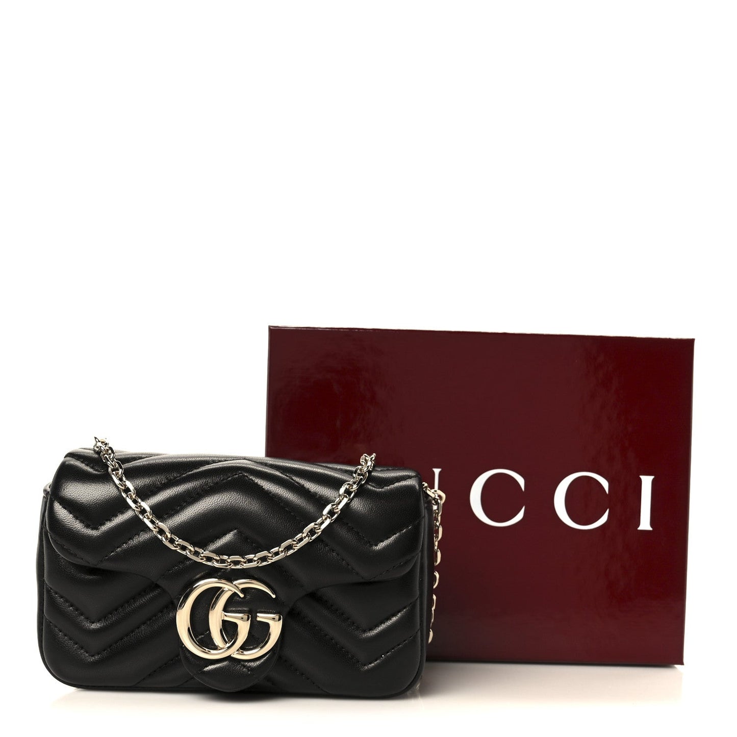 Lambskin Matelasse Mini GG Marmont Shoulder Bag Black