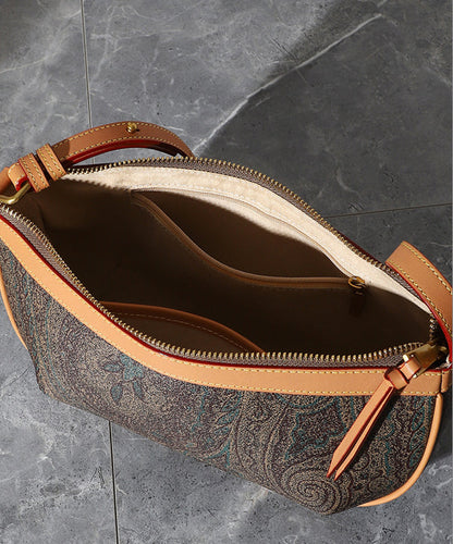 Classy Brown Jacquard Solid Durable Leather Hobo Bag