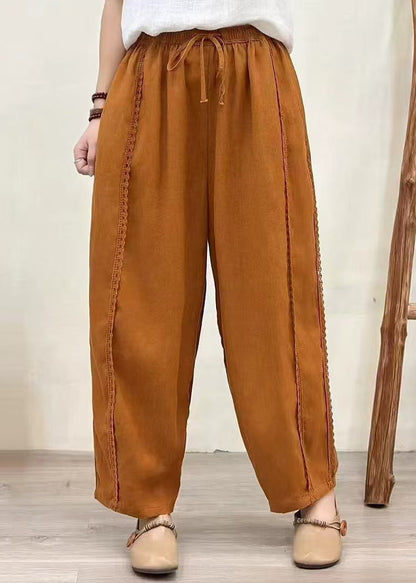 Fashion Orange Oversized Patchwork Lace Pants Summer