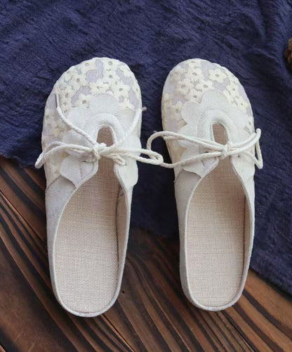 Casual Splicing Grey Lace Breathable Mesh Lace Up Slide Sandals