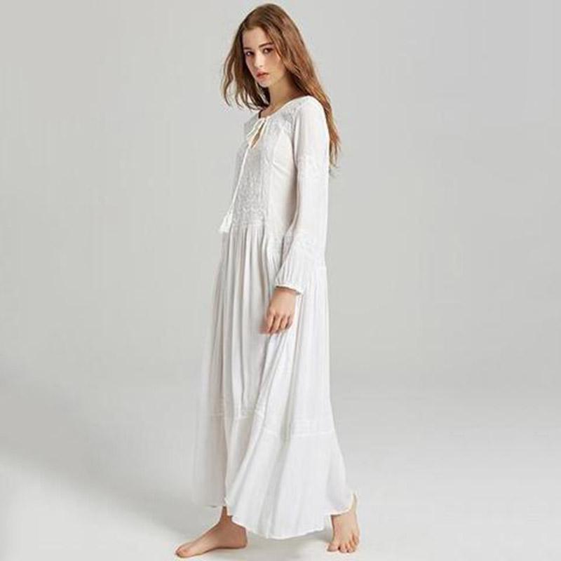 Bohemia Tassels Embroidery Long Sleeves Maxi Dress
