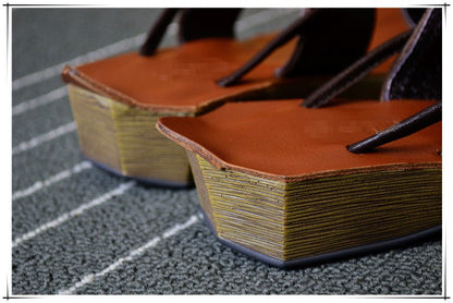 2022 Casual Retro Leather Handmade Slippers Plus Size