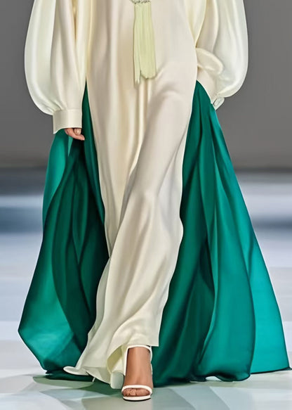 Plus Size White Oversized Patchwork Silk Robe Dresses Spring
