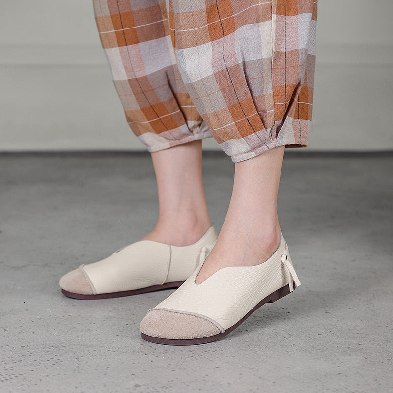 Spring Summer Women Retro Leather Flat Casual Loafers