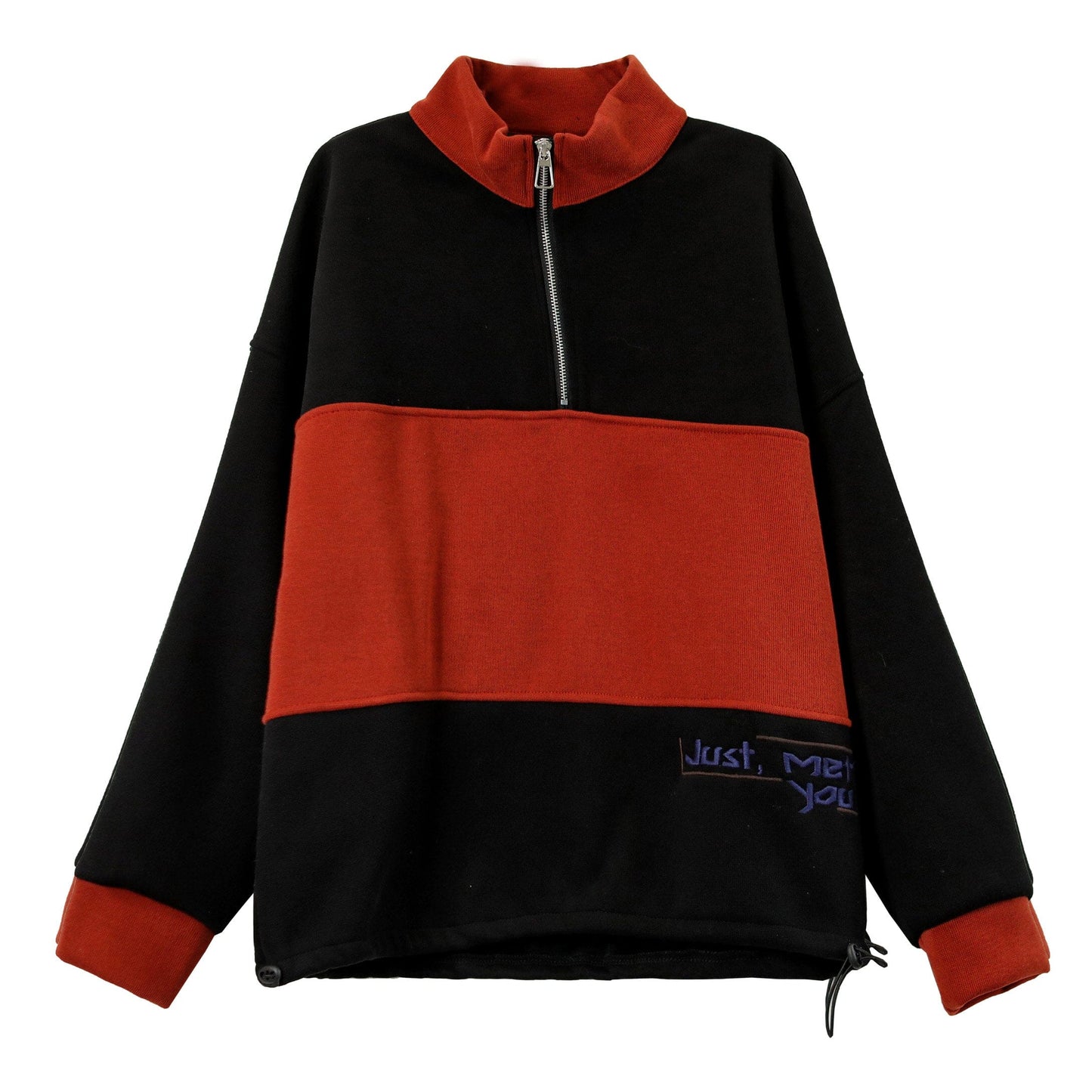 Winter Color Matching Patchwork Zipper Loose Furred Sweater