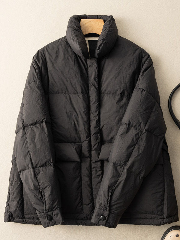Lightweight Fashion Thickened Pockets Loose Down Jacket