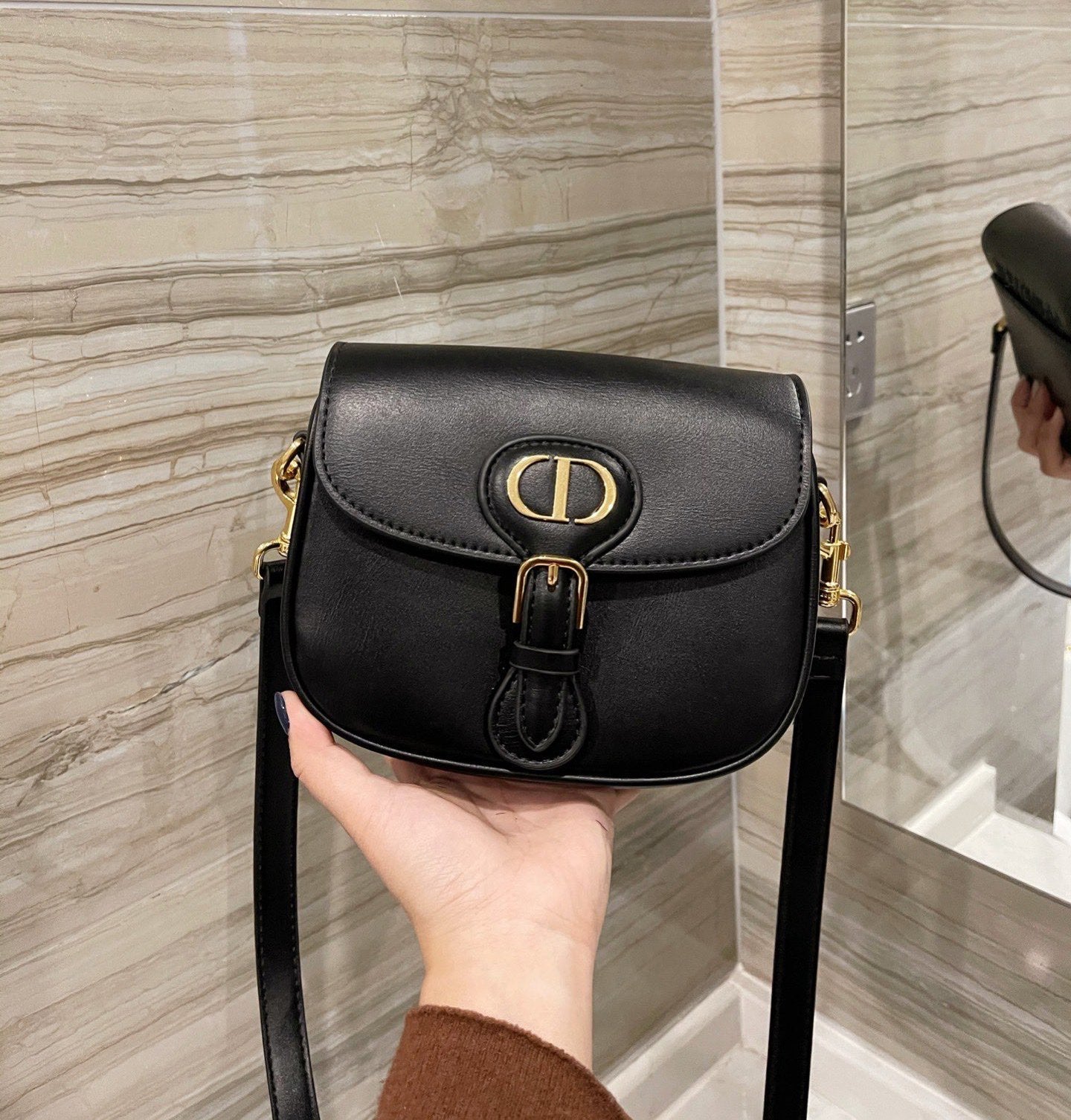 Dior Medium Dior Bobby Bag Black Box Calfskin Women