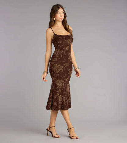 Café Society Floral Midi Dress