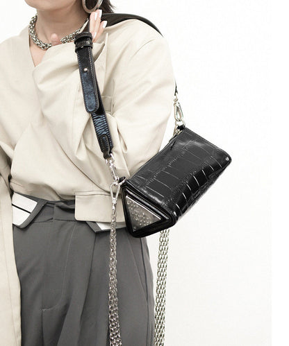 Fine Black Durable Calf Leather Shoulder Bag