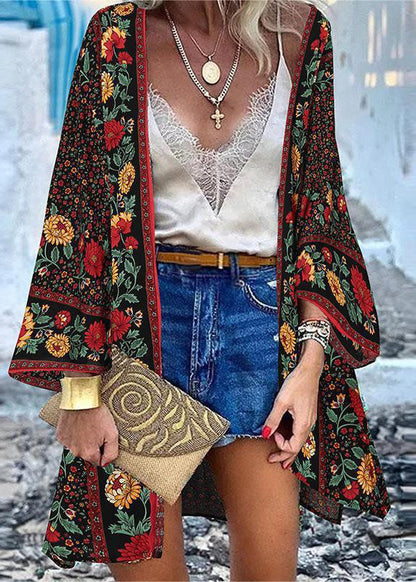 Art Oversized Print Cotton UPF 50+ Beach Cardigans Summer