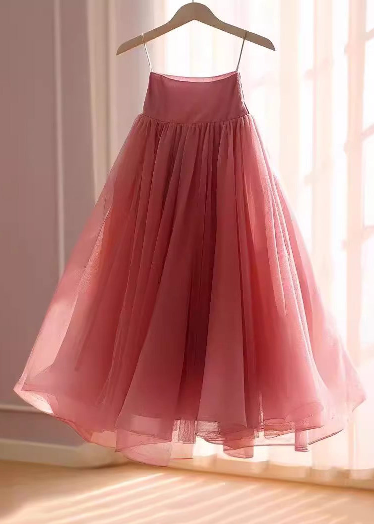 Women Rose Solid High Waist Chiffon Skirts Summer