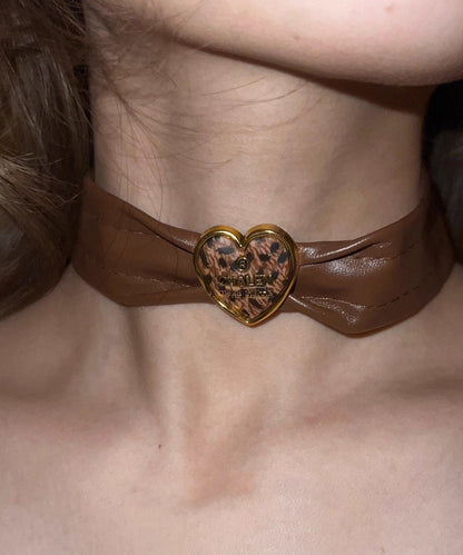 Boho Brown Leather Patchwork Love Choker