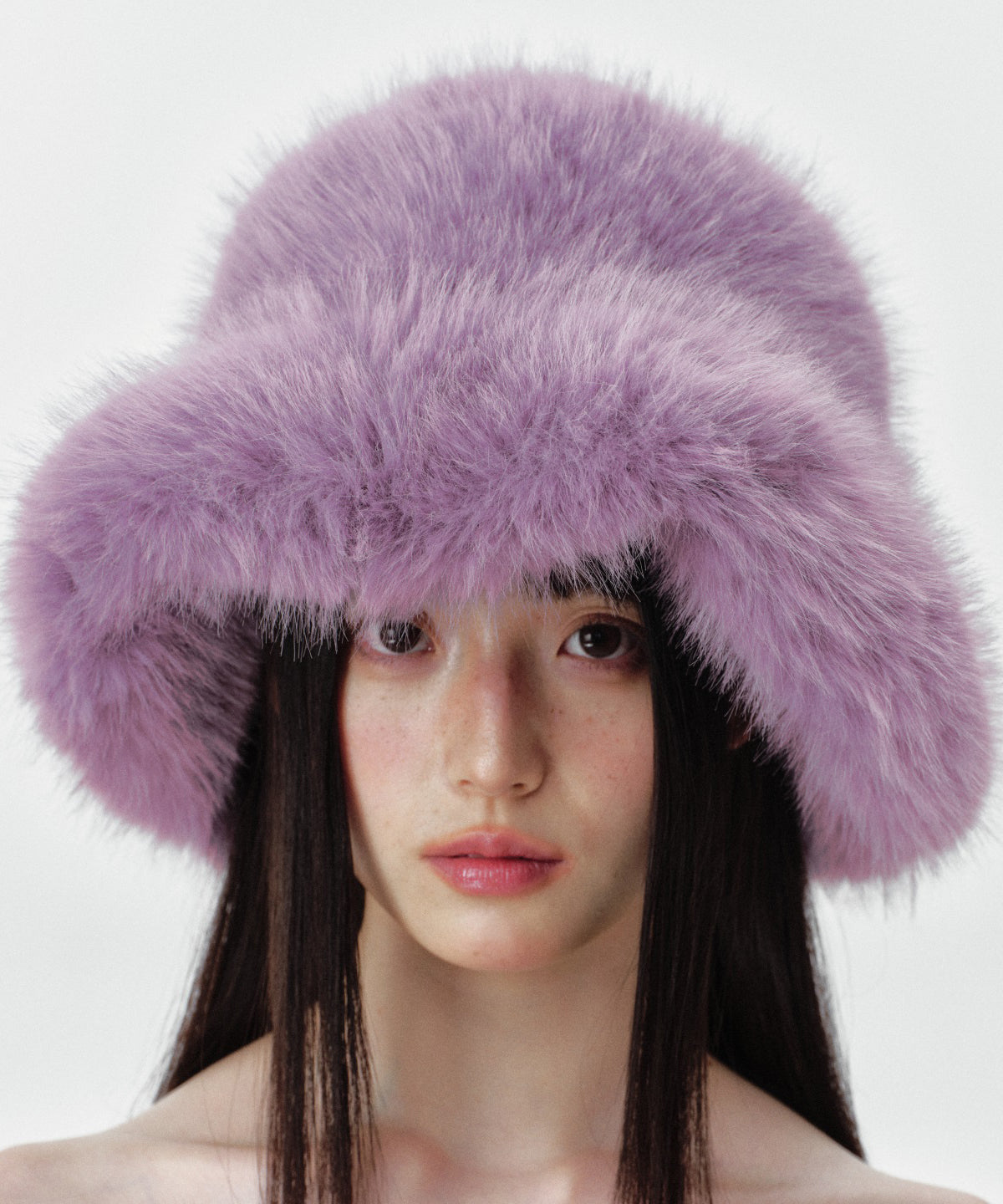 Stylish Purple Thick Warm Faux Fur Bucket Hat