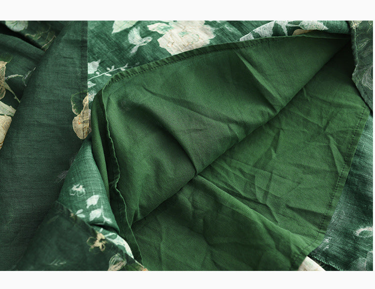 Vintage Heavy Industry Printed Literary Fine Ramie Skirt