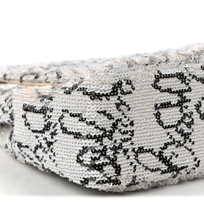 Sequin Logo Medium Flap White Black