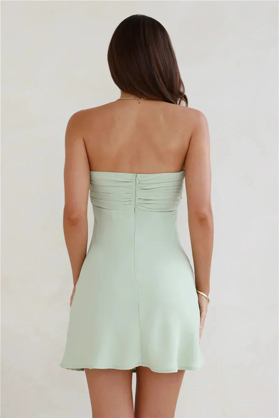 Sultry Vibes Strapless Mini Dress Sage