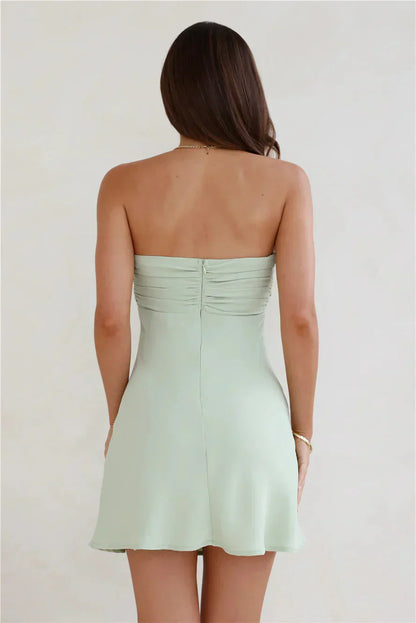 Sultry Vibes Strapless Mini Dress Sage