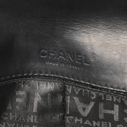 Lambskin Chocolate Bar Quilted Lambskin 3 Chain Flap Black