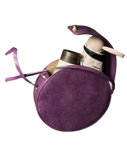 Women Purple Rotundity Solid Durable Leather CrossBody Bag