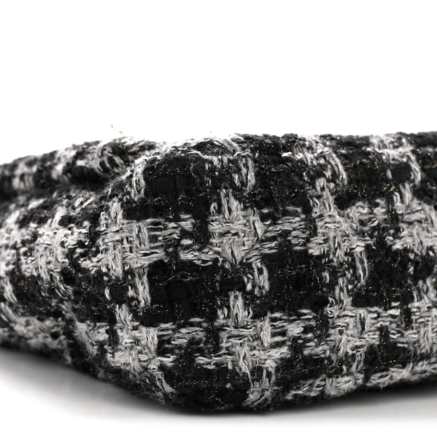 Wool Tweed Quilted Small Elegant Chain Flap Black Grey