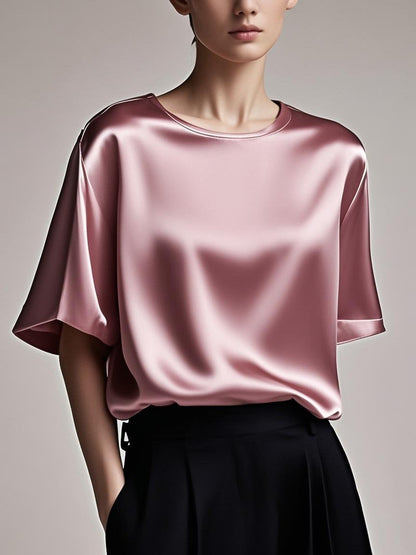 Fitted black Patchwork silk tops Summer