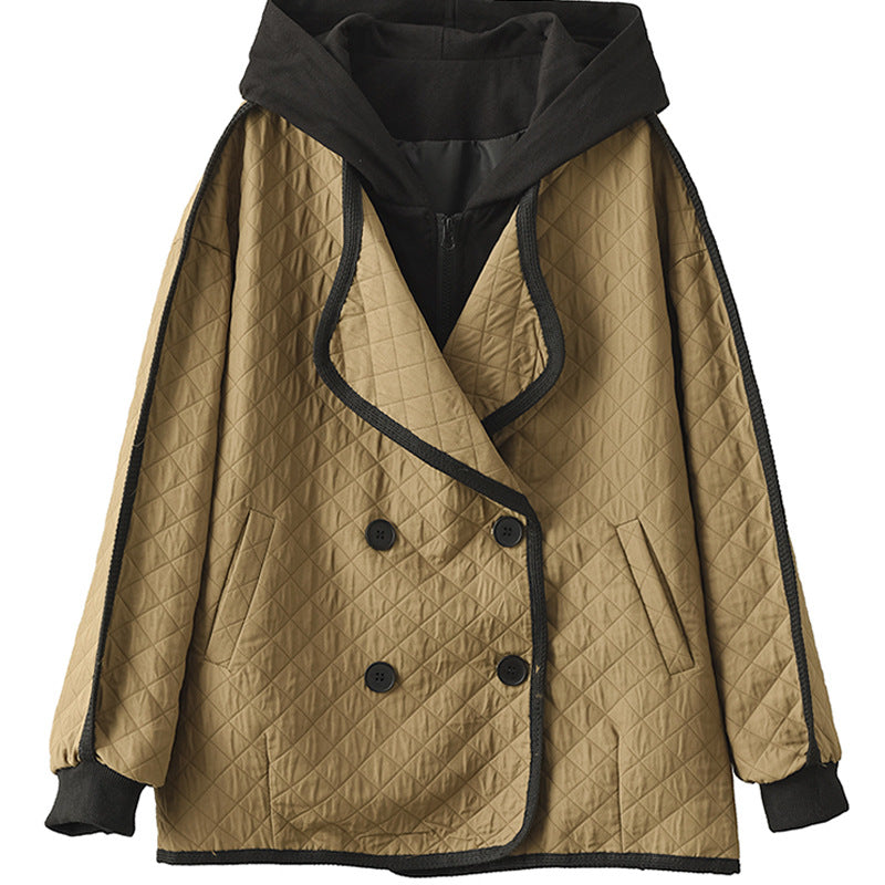 Retro Fashion Double Breasted Casual Fake Two Piece Coat