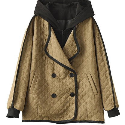 Retro Fashion Double Breasted Casual Fake Two Piece Coat
