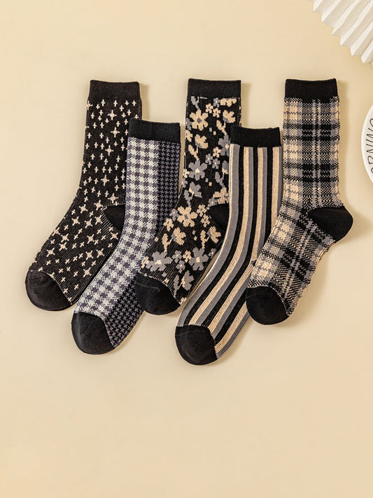 5 Pairs Cotton Women Korean Crew Socks Multipack