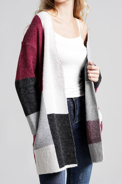Knit Multi color Long Sleeve Cardigan - Green