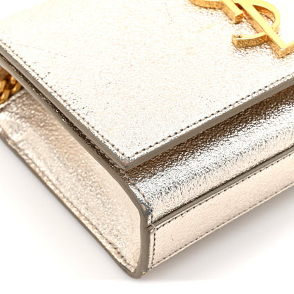 Metallic Calfskin Small Classic Monogram Kate Satchel Platine