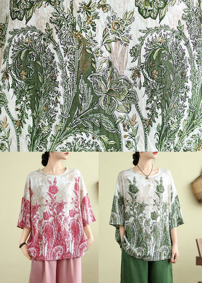 Plus Size Pink Print Top Half Sleeve