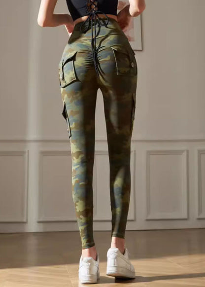 Unique Green Print Butt Scrunch Capri Gym Yoga Leggings