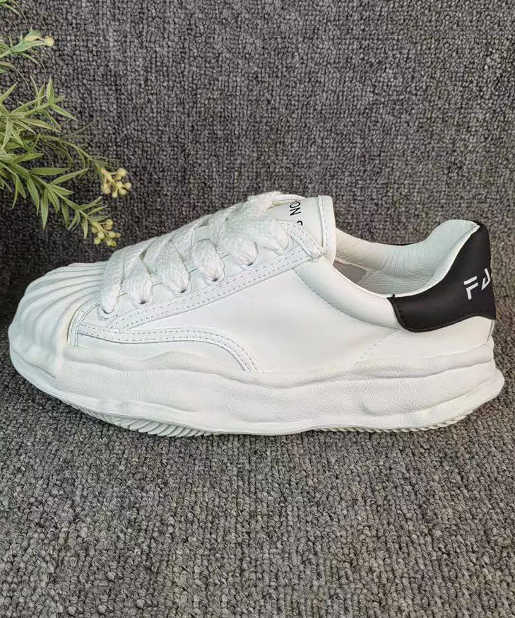 Women Versatile White Splicing Flat Shoes Cross Strap
