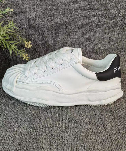 Women Versatile White Splicing Flat Shoes Cross Strap