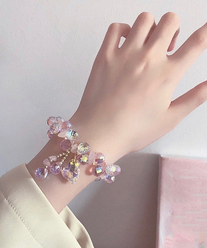 Fashion Pink Alloy Crystal Charm Bracelet