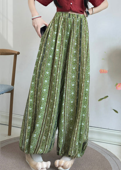 Vintage Red Tasseled Print Cotton Lantern Pants Fall