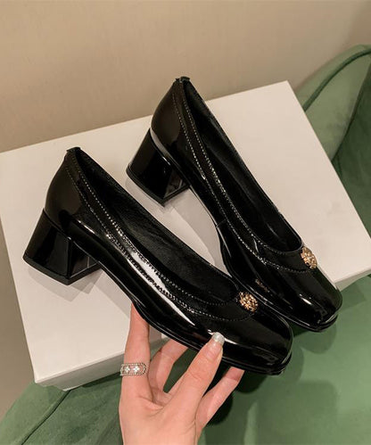 Elegant Comfortable Versatile Black Splicing Chunky Heel