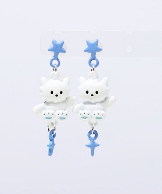 Cute Colorblock Alloy Drip Glaze Cat Drop Earrings