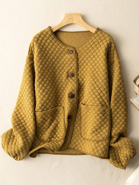 100% Natural Fabric Long Sleeve Buttoned Casual Coat