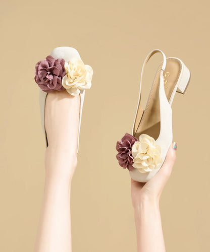 Green Floral Splicing Beautiful Chunky Sandals