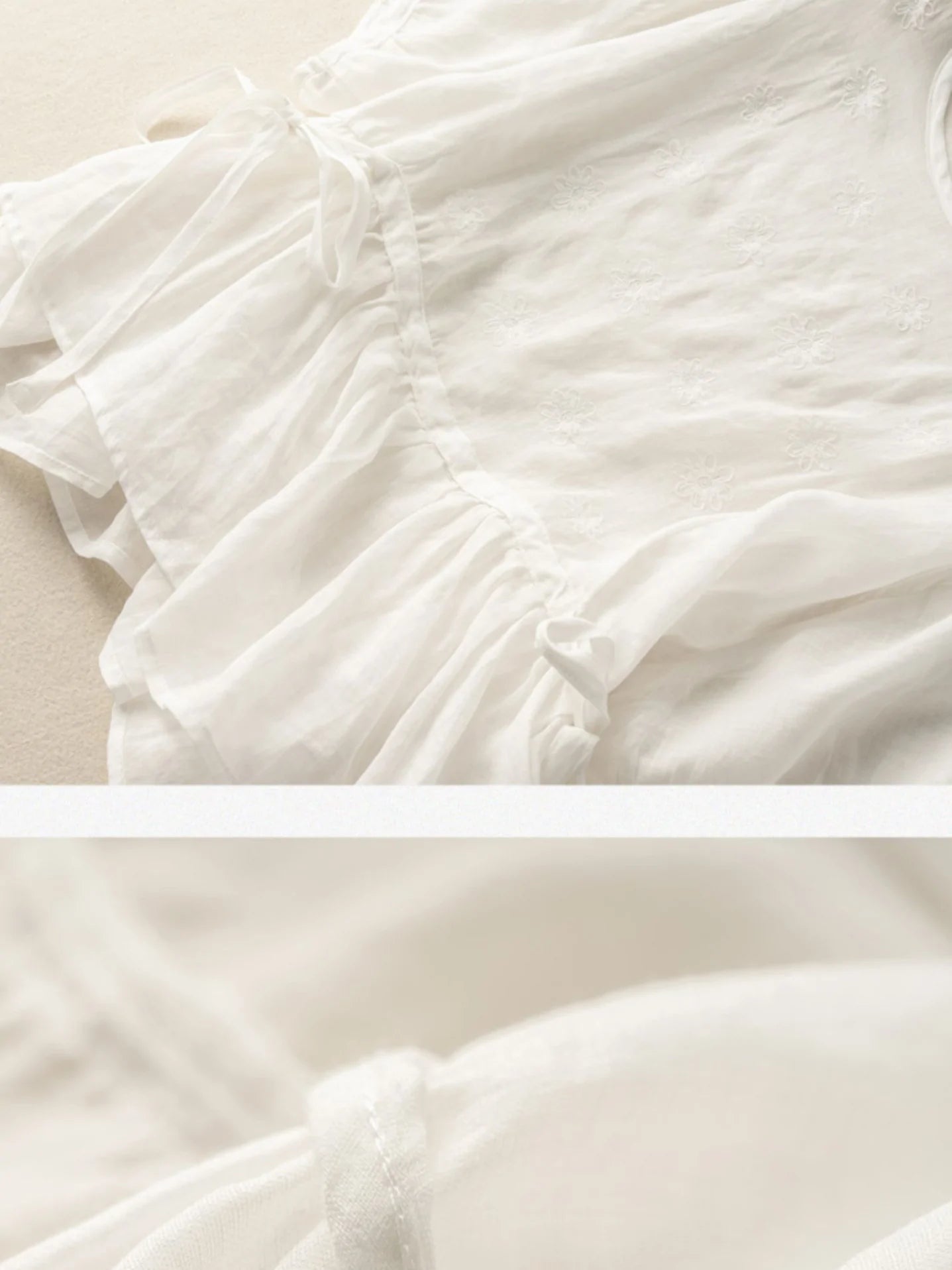 Embroidered Crew Neck Half Sleeve Casual Linen Top