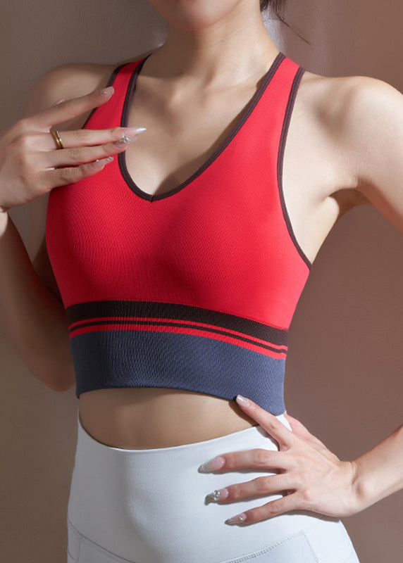 Red Striped Patchwork Gymshark Sports Bra