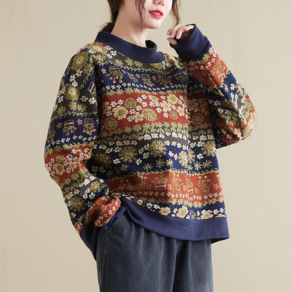 Retro  Autumn Plus Size Cotton Linen Sweater