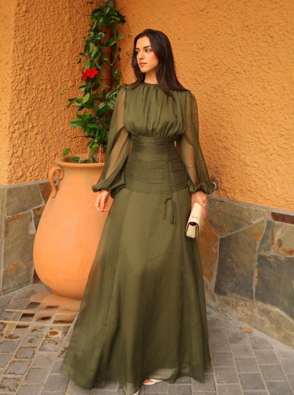Sexy round Neck Loose Solid Color Waist Tight Dress