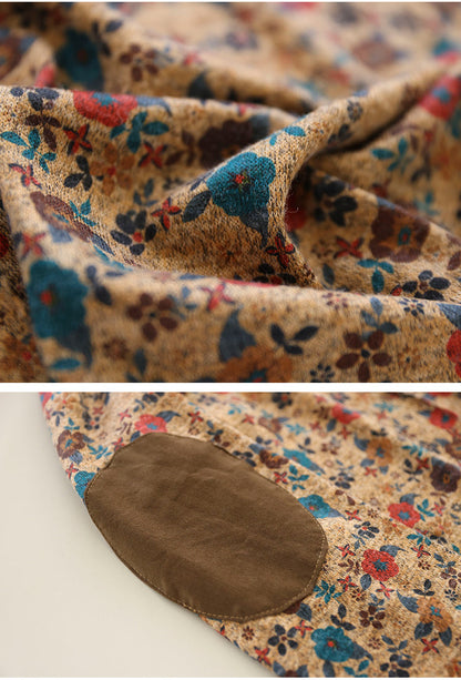 Artistic Print Knitted Vintage Floral T-Shirt