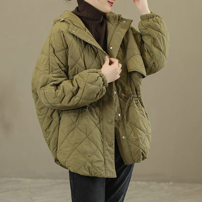 Winter Loose Retro Cotton Quilted Hooded Coat